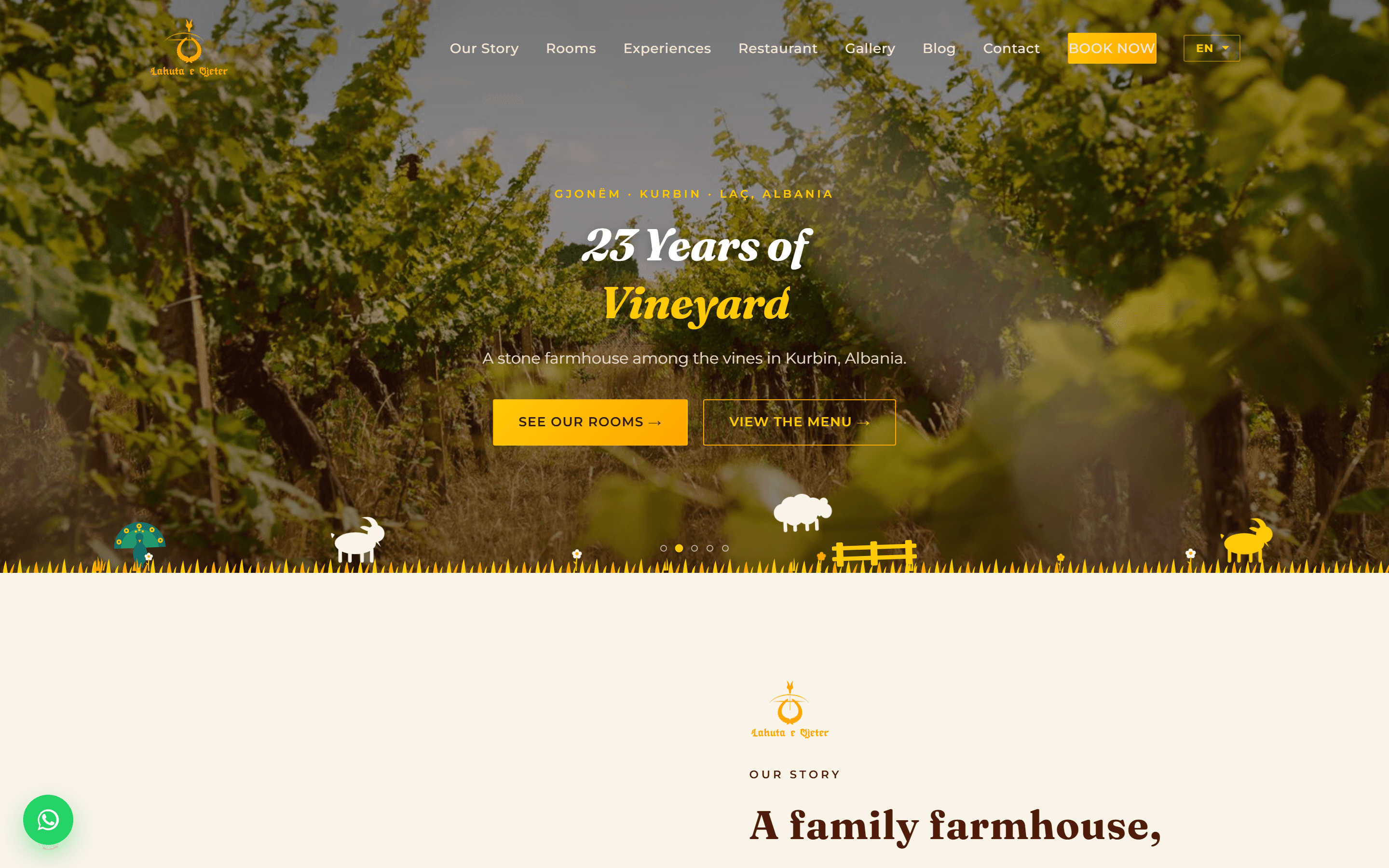 Homepage of the Lahuta e Vjetër agrotourism and restaurant website designed and built by FunnelMcQueen